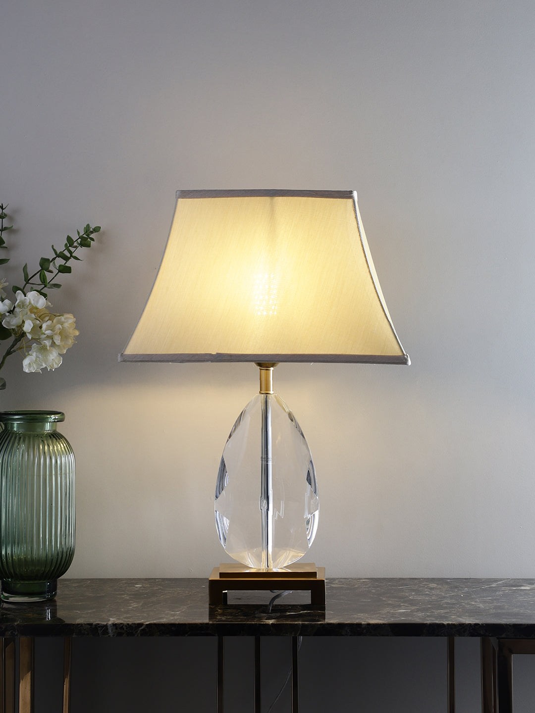 Andor Table Lamp: Luxurious beige and gold accents