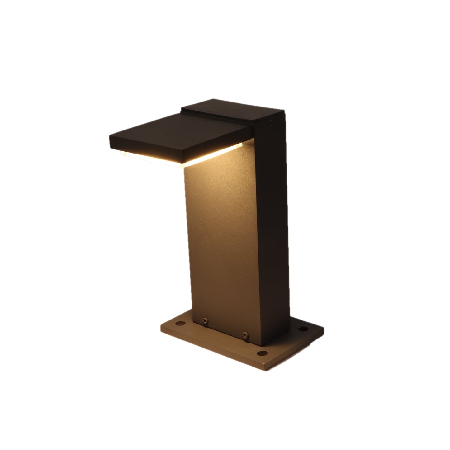 Eco-friendly L-shaped bollard light for night-time garden illumination