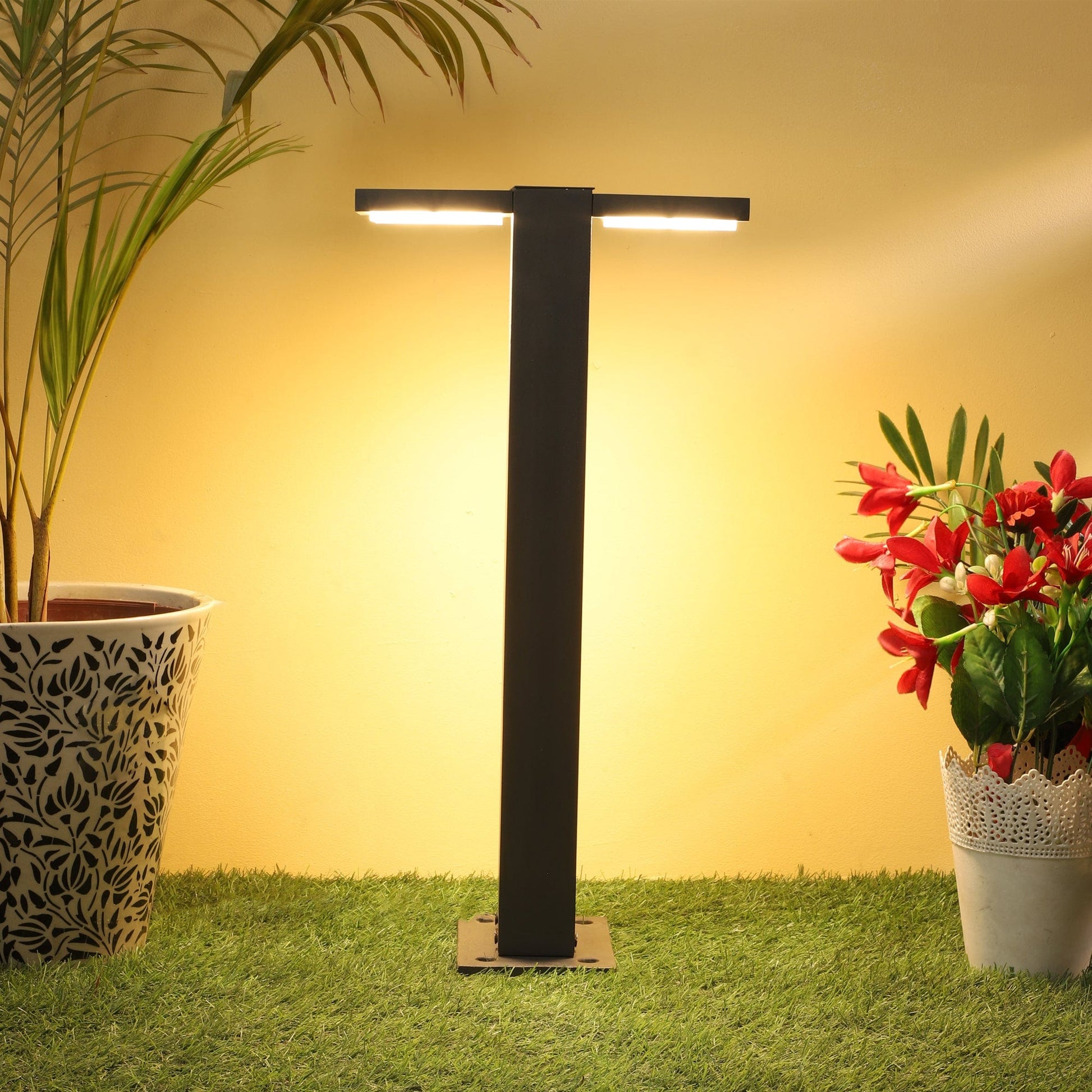 Inviting T-shaped bollard lights for cozy outdoor living