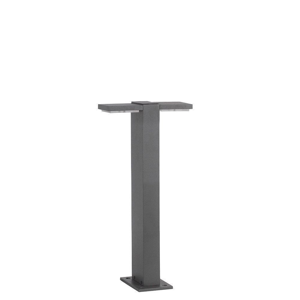 Sleek T-shaped bollard lights enhancing garden textures