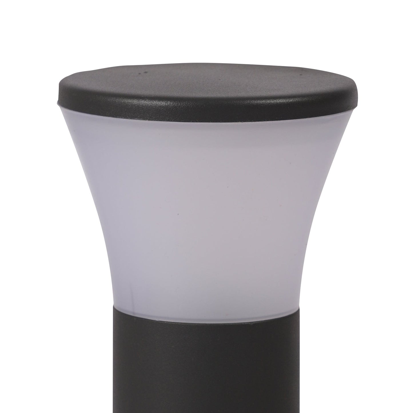 Warm ambient lighting from cylindrical bollard garden lights