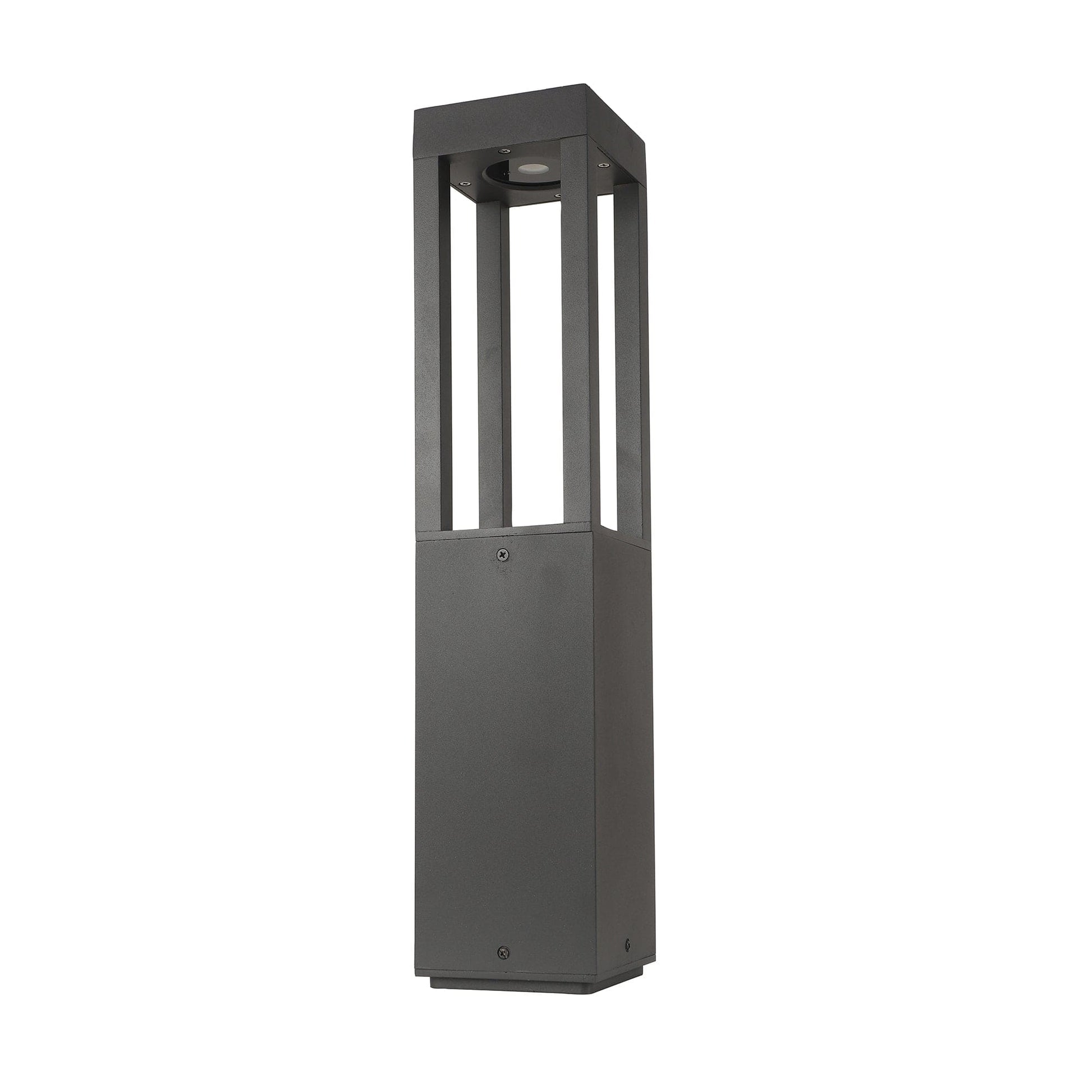 Quad Glare Modern Bollard Garden Light creating artistic silhouettes