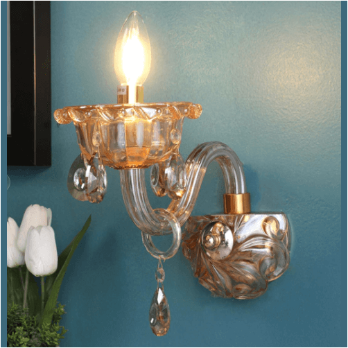 Palacio Golden Crystal Sconce Wall Light, Royal Opulence Aglow