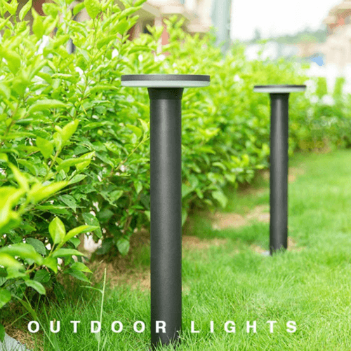 Circular bollard light with organic silhouette